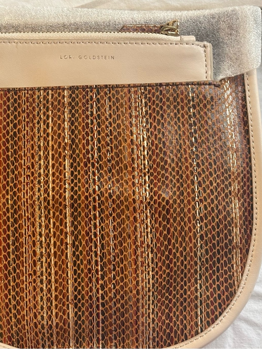 LOGO by Lori Goldstein, genuine leather, wristlet, Warm Mocha
